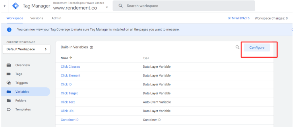 Google tag managerr built in variable